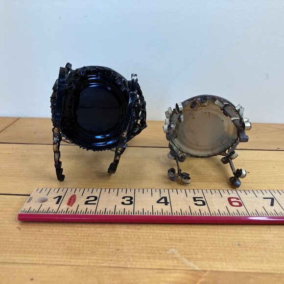 Tin Can Doll Chairs Set of 2 Vintage Folk Tramp Art Mini Furniture Rocking Chair - Picture 7 of 8